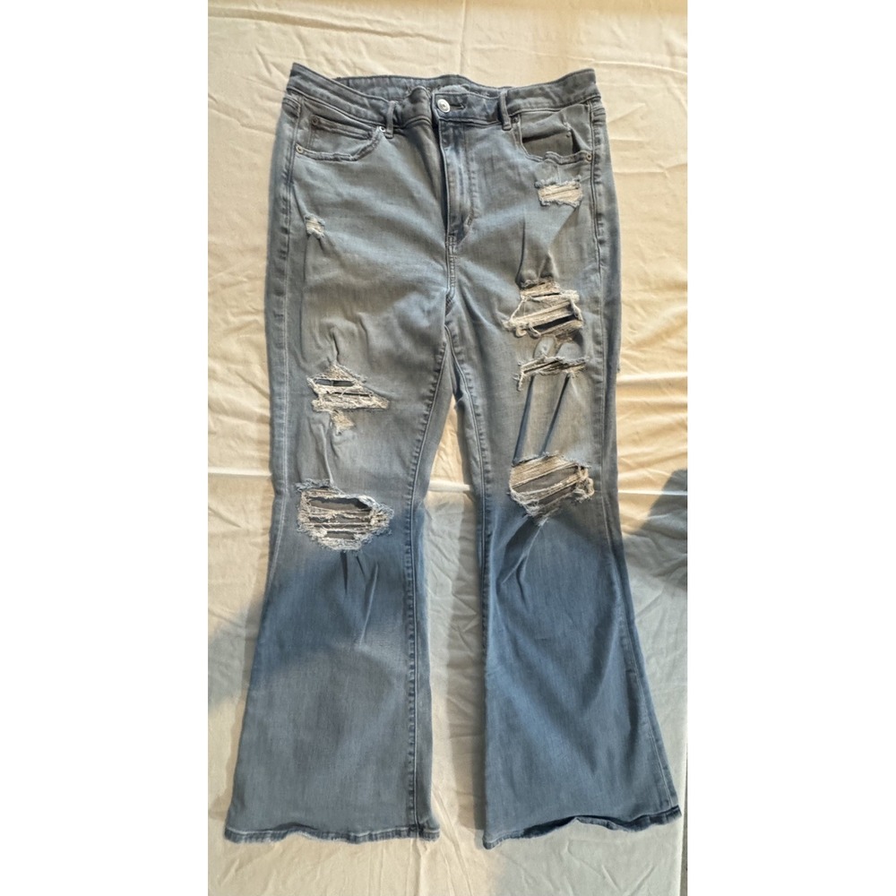American Eagle Jeans Size 14 Womens Blue Stretch Pants Denim High Rise Bootcut